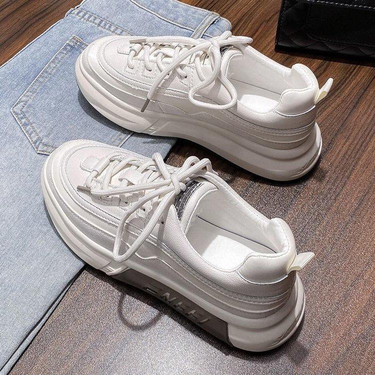 Sneaker Women's  New Rubber Soft Bottom Platform Shoes Color Matching Fashion Middle School Student Casual White Shoes Women