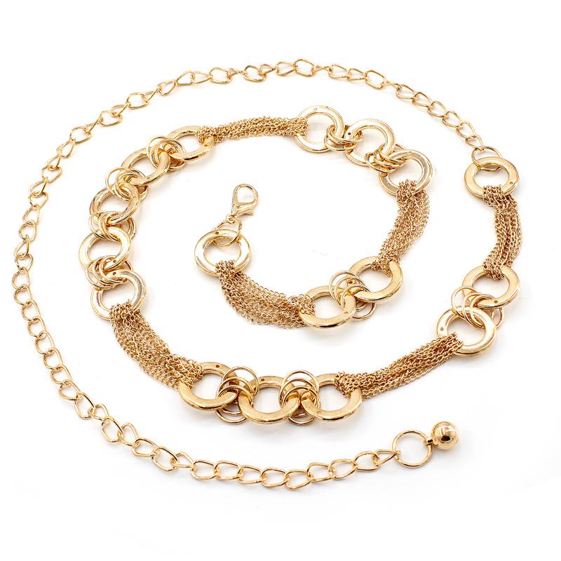 Gold Thin Belt Women'S Accessories Dress Women'S Metal Ring Decorative Waist Chain