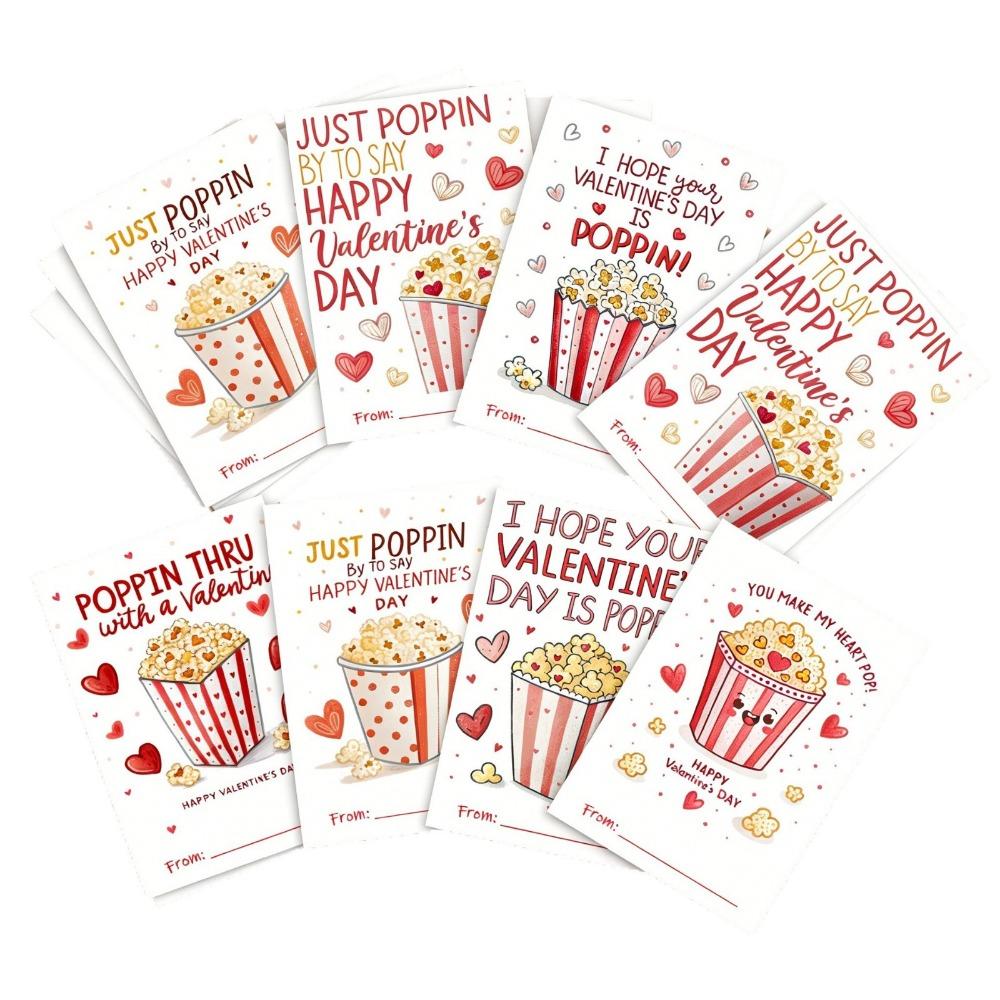 24Pcs/Set Popcorn Theme Greeting Card Thank You Blessing Thank You Cards Various Designs Valentine s Day Card Valentine s Day