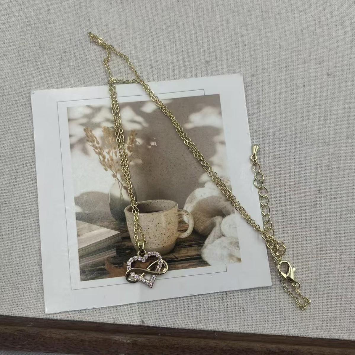 

2025 Japanese & Korean Clavicle Chain: Simple Heart Zircon Pendant Necklace for Women