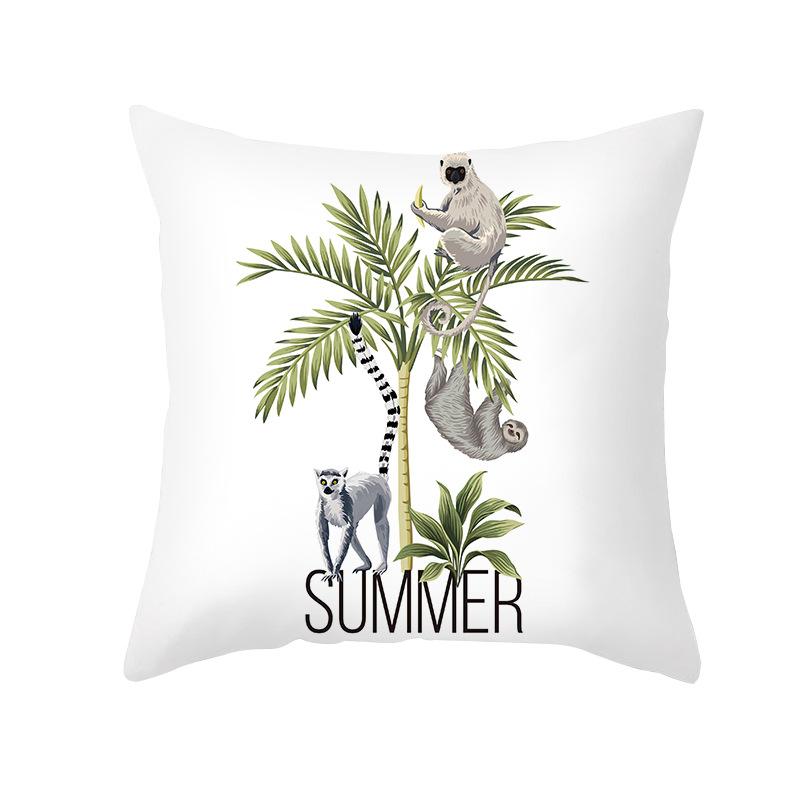 New Tropical Plant Print Pillowcase Summer Peach Skin Cartoon Animal Home Cushion Living Room Cushion