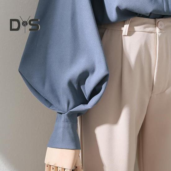 Dámská košile stojánek s límečkem Lucerna s dlouhým rukávem jednobarevná košile volného střihu jednořadá kancelářská dámská košile