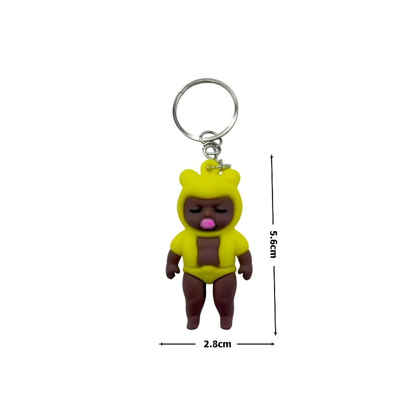 4Pcs Model Cute Kawaii Baby Doll Keychain Weird But Funky Handmade Black Baby Doll Keychain Funny Pendant Bag Charm