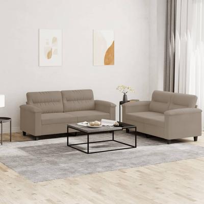 Vidaxl 2-Cz. Relaxation Set With Cushions, Taupe, Microfiber