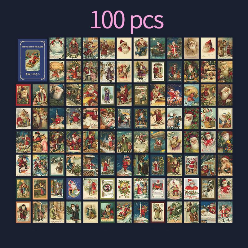 100 pcs Christmas theme Material paper book Mini Decorative Diary Album Scrapbooking accessories Junk Journal Supplies