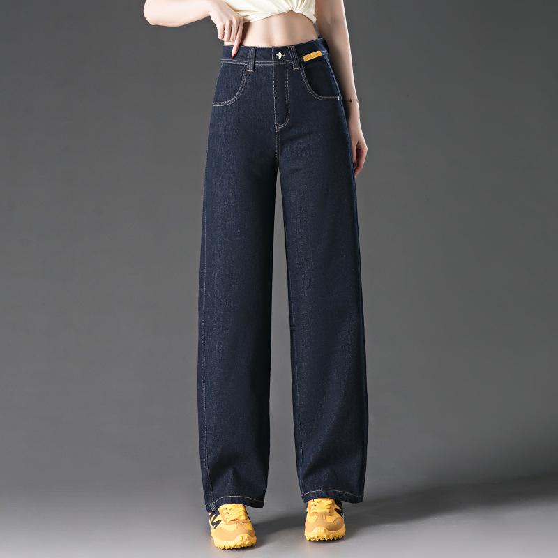 

Джинсы с высокой посадкой, свободные, с широкими штанинами для женщин среднего возраста - Повседневные джинсы весна/лето 2025 Size 28/95-105 lbs темно-синий