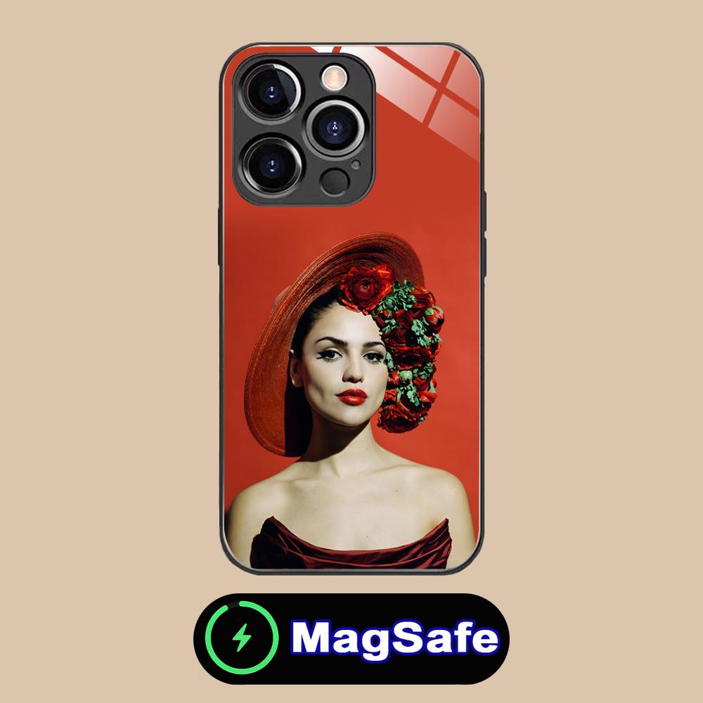 Fashion Eiza Gonzalez Glass MagSafe Mobile Phone Case for iPhone 17 16 15 14 13 12 11 Air Pro Max Plus Mini Colorful Cover