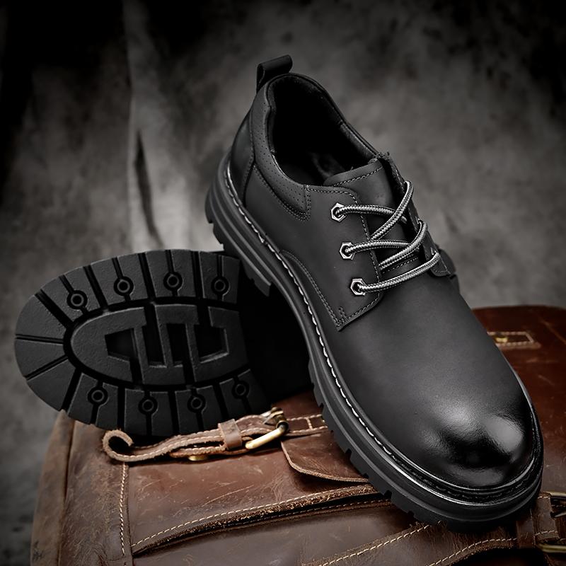 Men's Handmade Rubber Sole Non-slip Waterproof Casual Leather Shoes Men's Shoes Genuine Leather Casual Outdoor Work Shoes