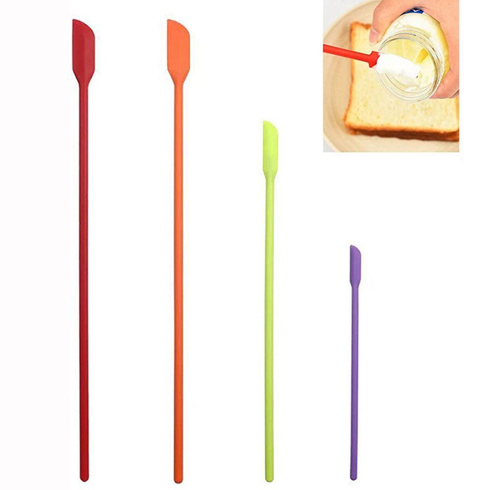 4Pcs/Set Long Handle Mini Silicone Spatula Set Heat-resistant Jam Bottle Scraper Cookware