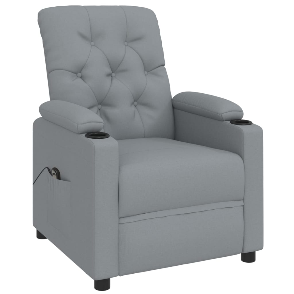 Electric Recliner Chair Light Grey Fabric