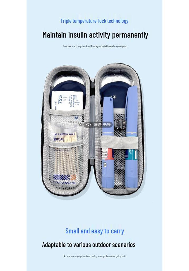 Portable Insulin Cooler Bag with Ice Packs and Cold Compress