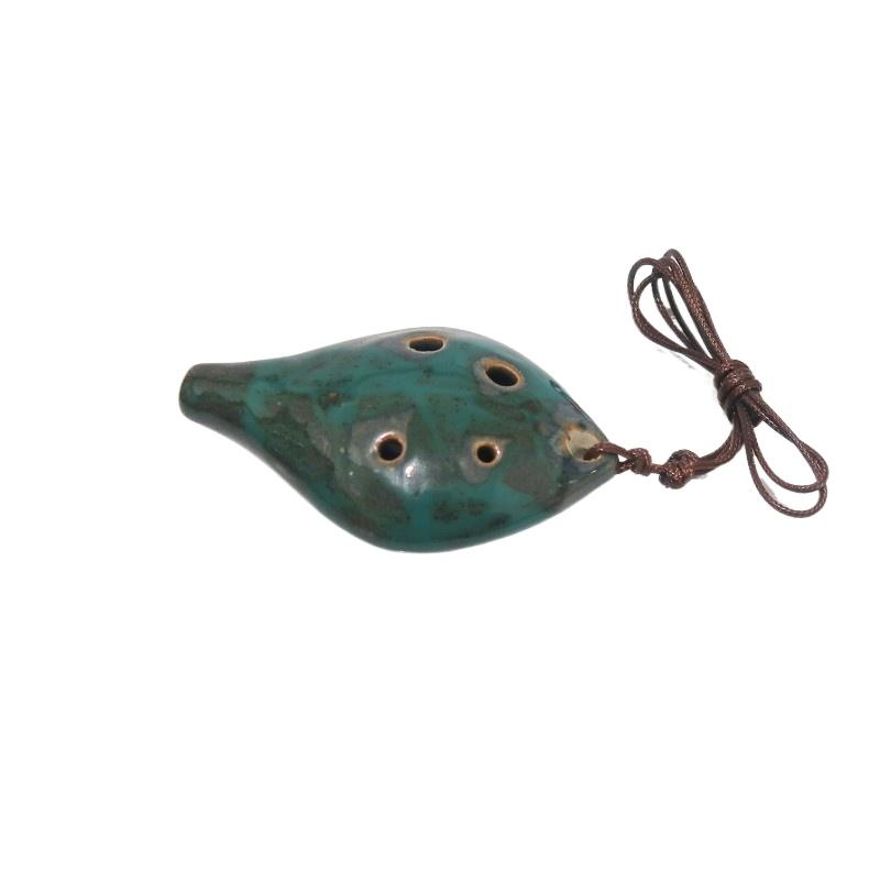 1pc Ancient Chinese Style Ocarina, Six-hole Handmade Ocarina Instrument, Pleasant Sound, with Lanyard, Like A Leaf