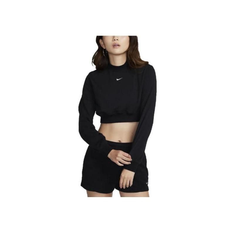 Nike Women's  Black Mock Neck Cropped Sweatshirt FN2477-010
