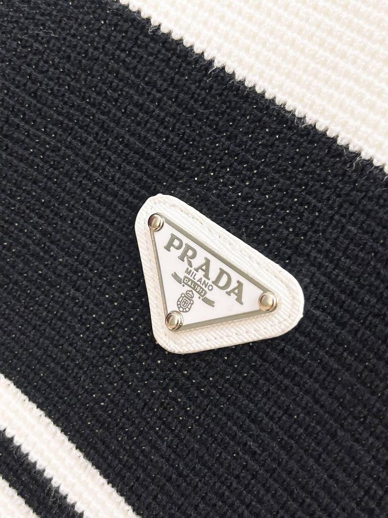 European Men's Luxury Knit Polo with Stripe Patchwork and Triangle Logo