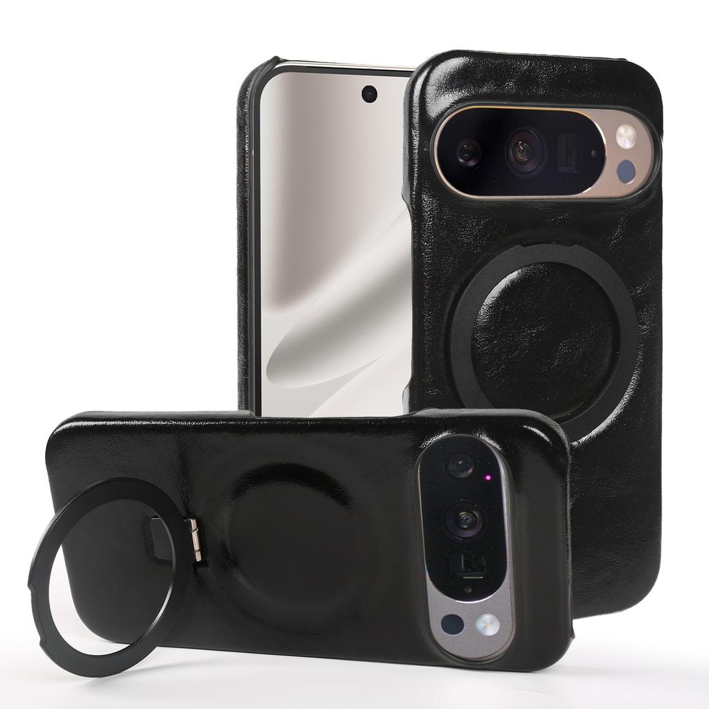 Foldable Bracket Stand Genuine Leather Phone Case For Google Pixel 10 Pro 9pro 9A 8pro 7pro 6 6A Kickstand Protective Back Shell