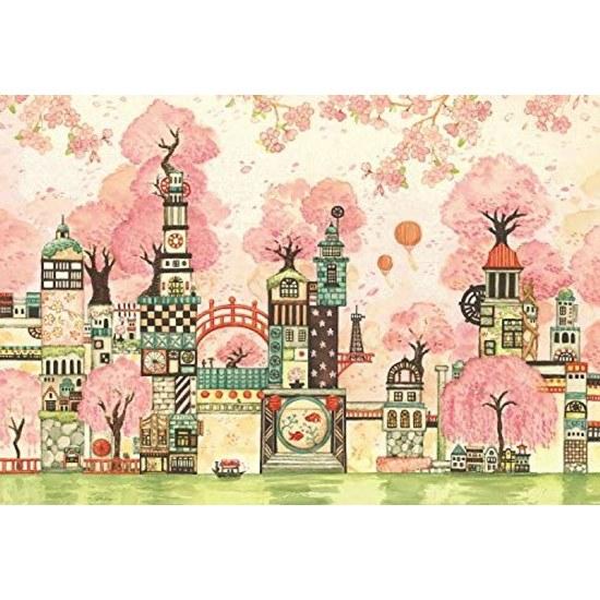 EPOCH 300-piece jigsaw puzzle illustration art Noriko Nishimura Sakura Town 34th Street (2638cm) 26-331 adhesive spatula score ticket included