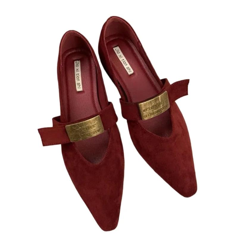 Dámské boty   Výprodej Nazouvací dámské baleríny Módní kovová dekorace Společenské baleríny Dámské Sexy špičaté baleríny na nízkém podpatku