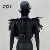 Keine Reizung Feder Schal Stola Schulterwickel Umhang Weich Verstellbar Retro Gotischer Kragen Mit Schwarzem Satinband Cosplay Party Körper Bühnenperformance