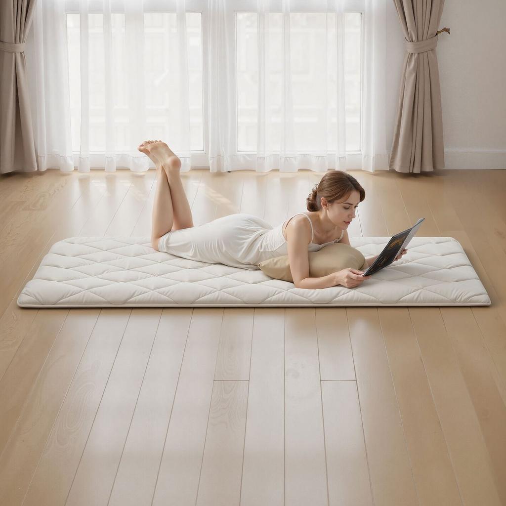 Japanese Tatami Mat, Twin Size Foldable Japanese Tatami Mattress, Futon Mattress with Storage Bag & Fastener, 9-Layer Floor Mat for Sleeping, Dorm,