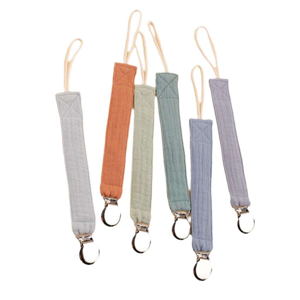 6 Stück Baby Schnullerband Baby Beruhigungskettchen Neugeborene Schnullerkette Clip Babyprodukt Baumwolle Beißring Schnullerbandhalter