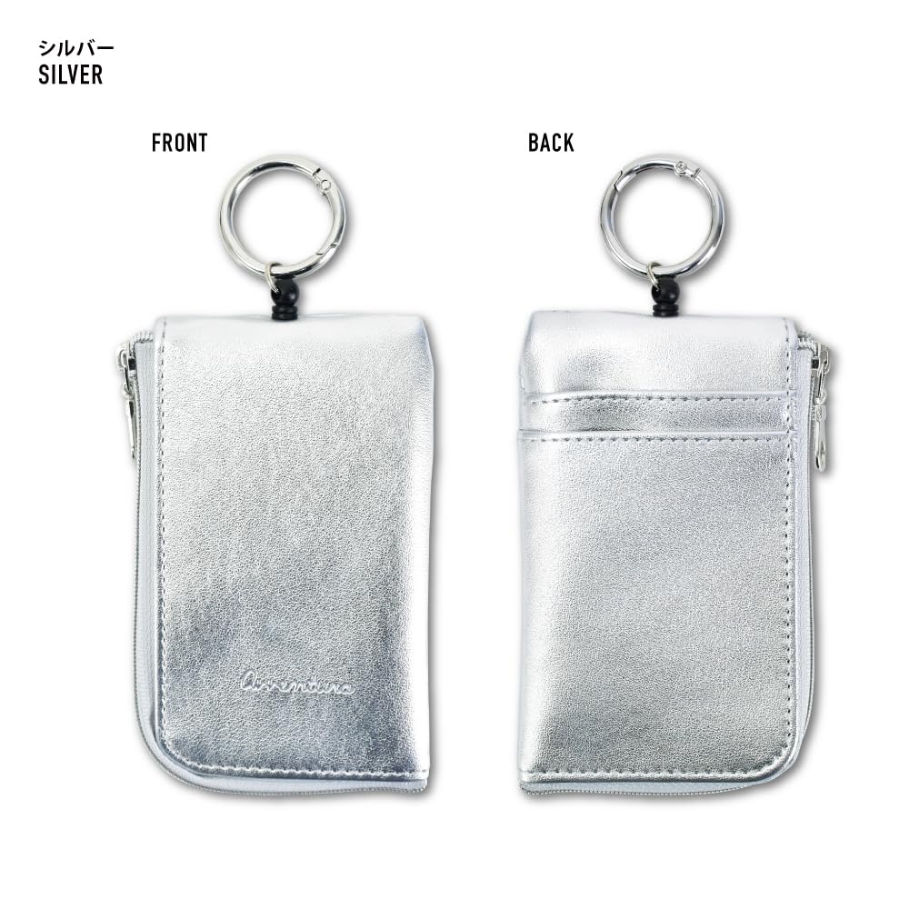 Key Case, Pass Pouch, Logo Embossed, Silver, PLE-30743