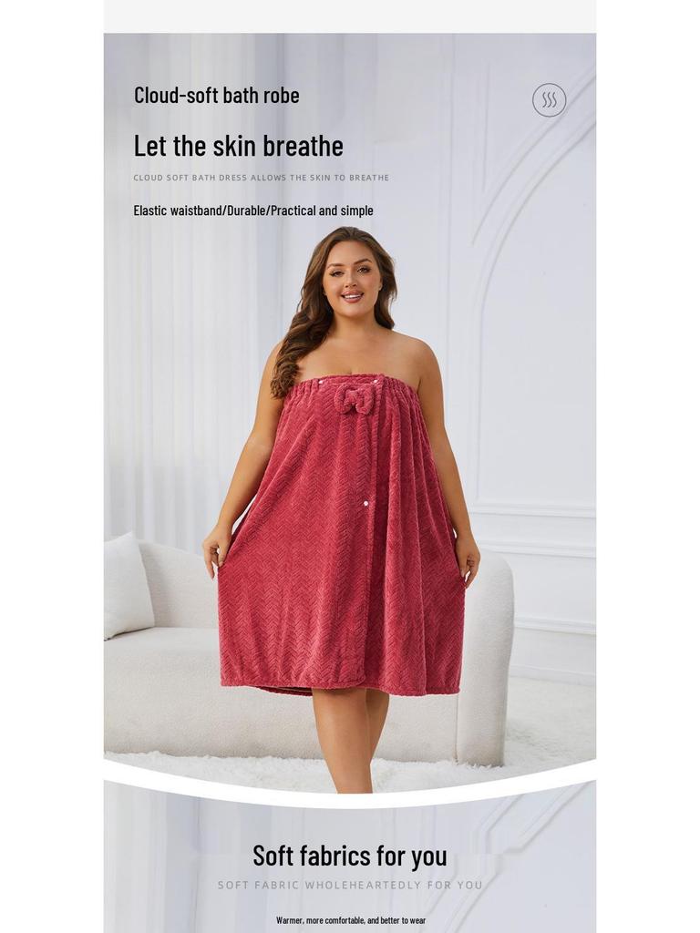 Extra-Large Quick-Dry Strapless Bath Skirt Towel with Hair Cap