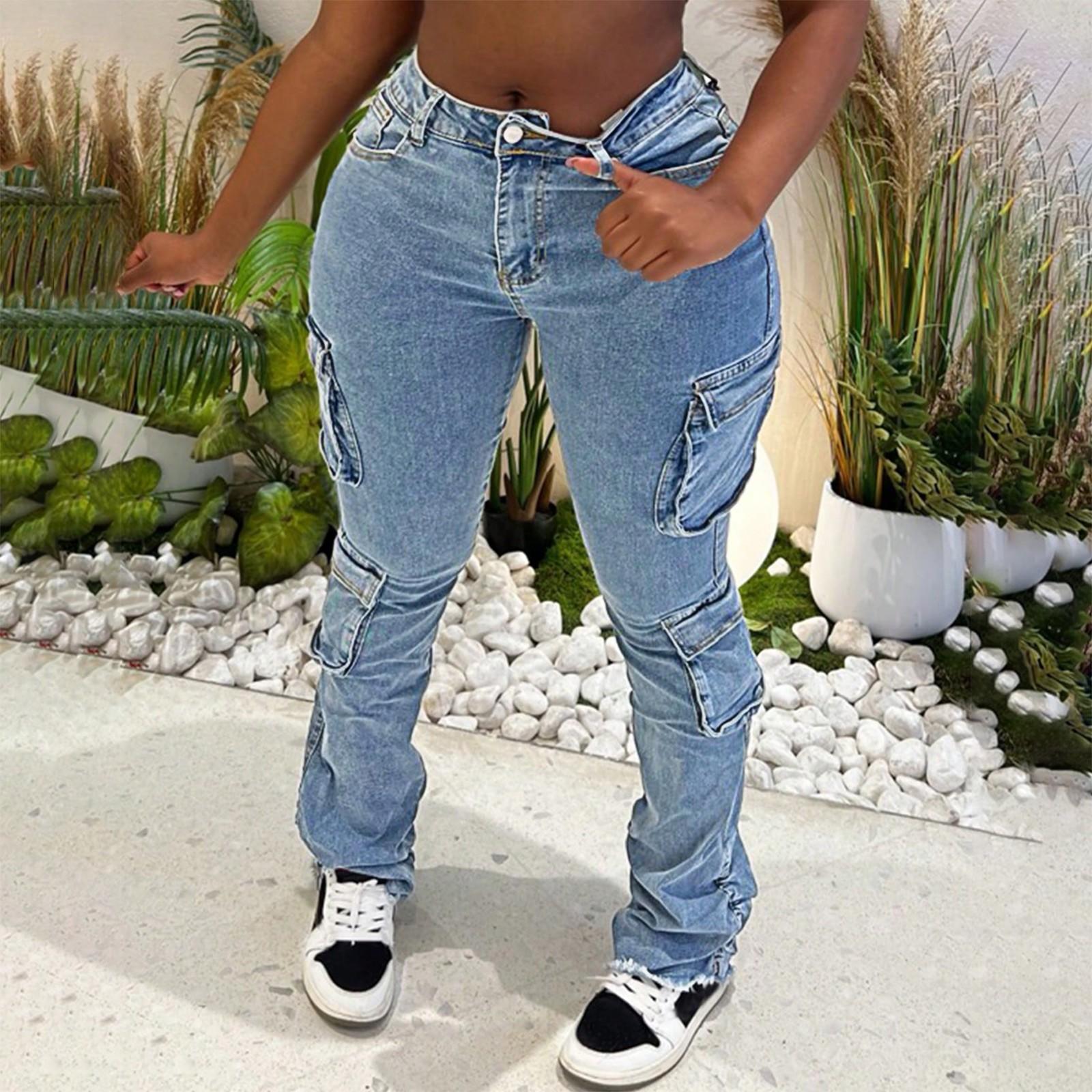 

Женские однотонные повседневные модные брюки, однотонные универсальные джинсы облегающего кроя XXL