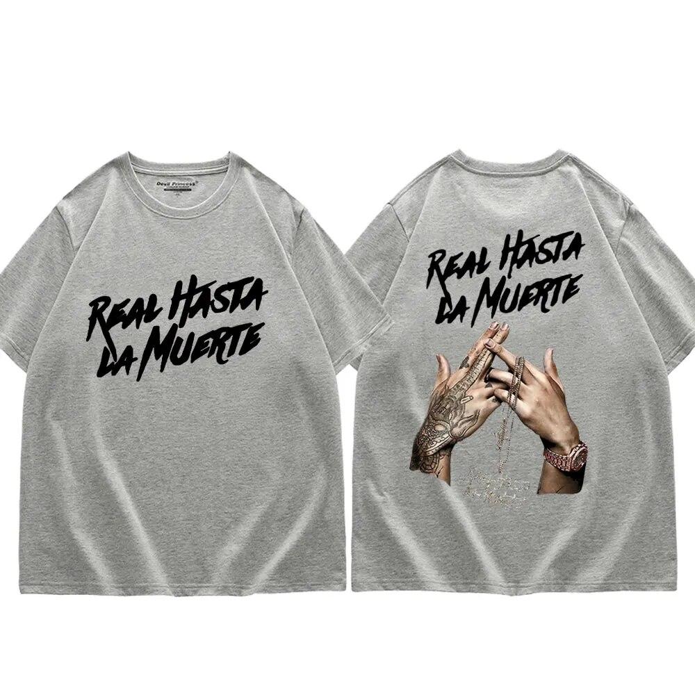 Rapper Anuel Aa Hudební album Real Hasta La Muerte Potisk Tričko Módní trend Hip Hopové tričko Vysoce kvalitní bavlněná trička Unisex