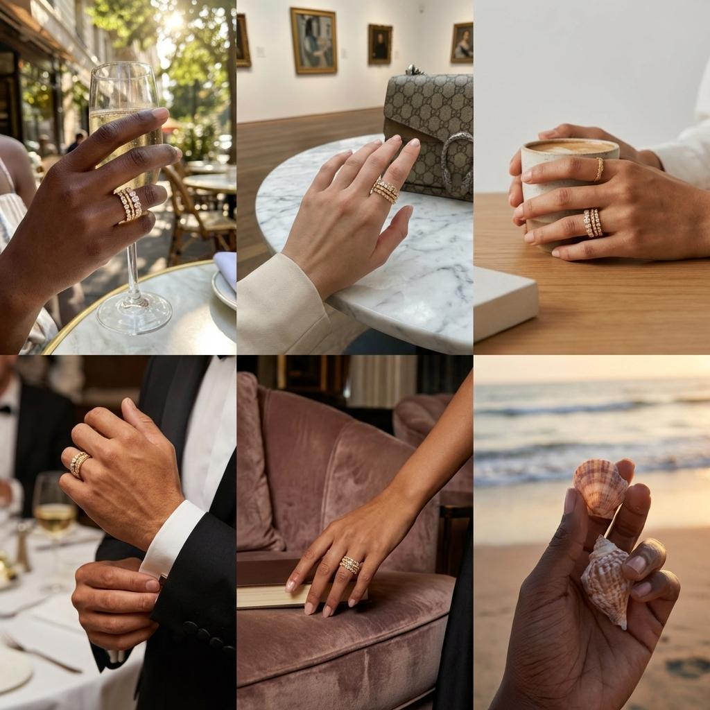 Vergoldetes 4-teiliges Ring-Set für Damen Micro-Paved Zirkonia Fingerringe Weibliche Verlobung Hochzeitsparty Schmuckzubehör