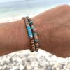 Natural Stone Wood Chip Coconut Shell Elastic Beaded Bracelet Set Retro Couple Beach Bracelet