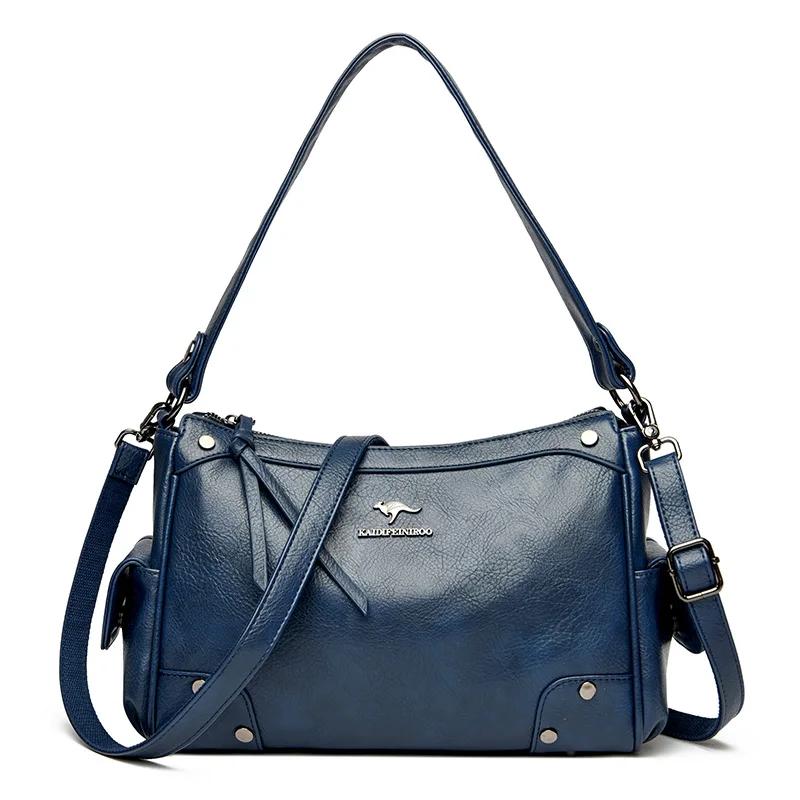 High Quality Soft Genuine Leather Messenger Bag Women Cow Leather Handbag Luxury Satchel Female Shoulder Crossbody Sac Lady Tote