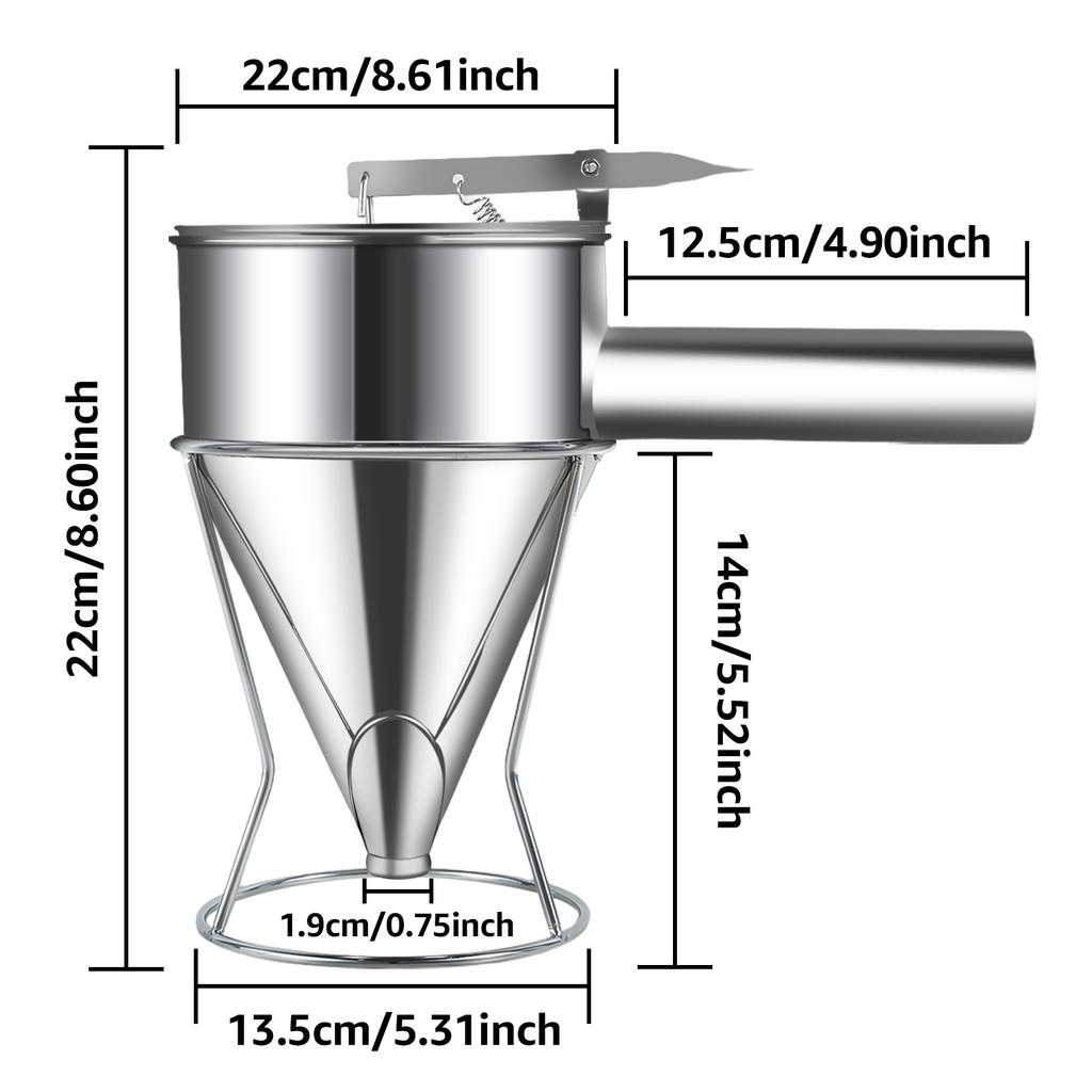 40oz Edelstahl Trichterspender mit Ständer Cupcake Pfannkuchen Teigbereiter Oktopus Fischbällchen für Zuhause Küche Backhelfer