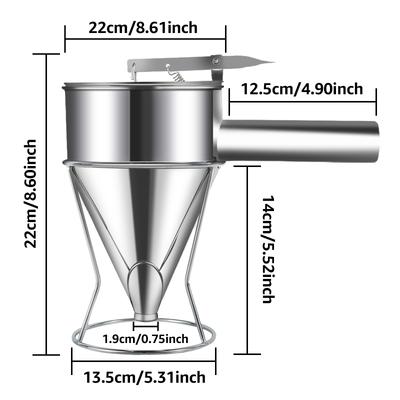 40oz Stainless Steel Funnel Dispenser with Rack Cupcake Pancake Batter Maker Octopus Fish Ball for Home Kitchen Baking Gadgets