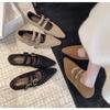 Fashion Vintage Design Pointed End Women Flats Shoes Fashion Double Row Belt Buckle Shoes Ladies Outdoor Mary Jane Shoes Zapatos Mujer
