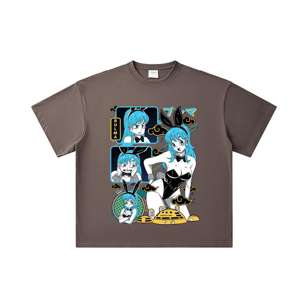 260 GSM Double Yarn 32 Count 100% Cotton Dragon Ball V9 Bulma Print Unisex Heavy Cotton T Shirt