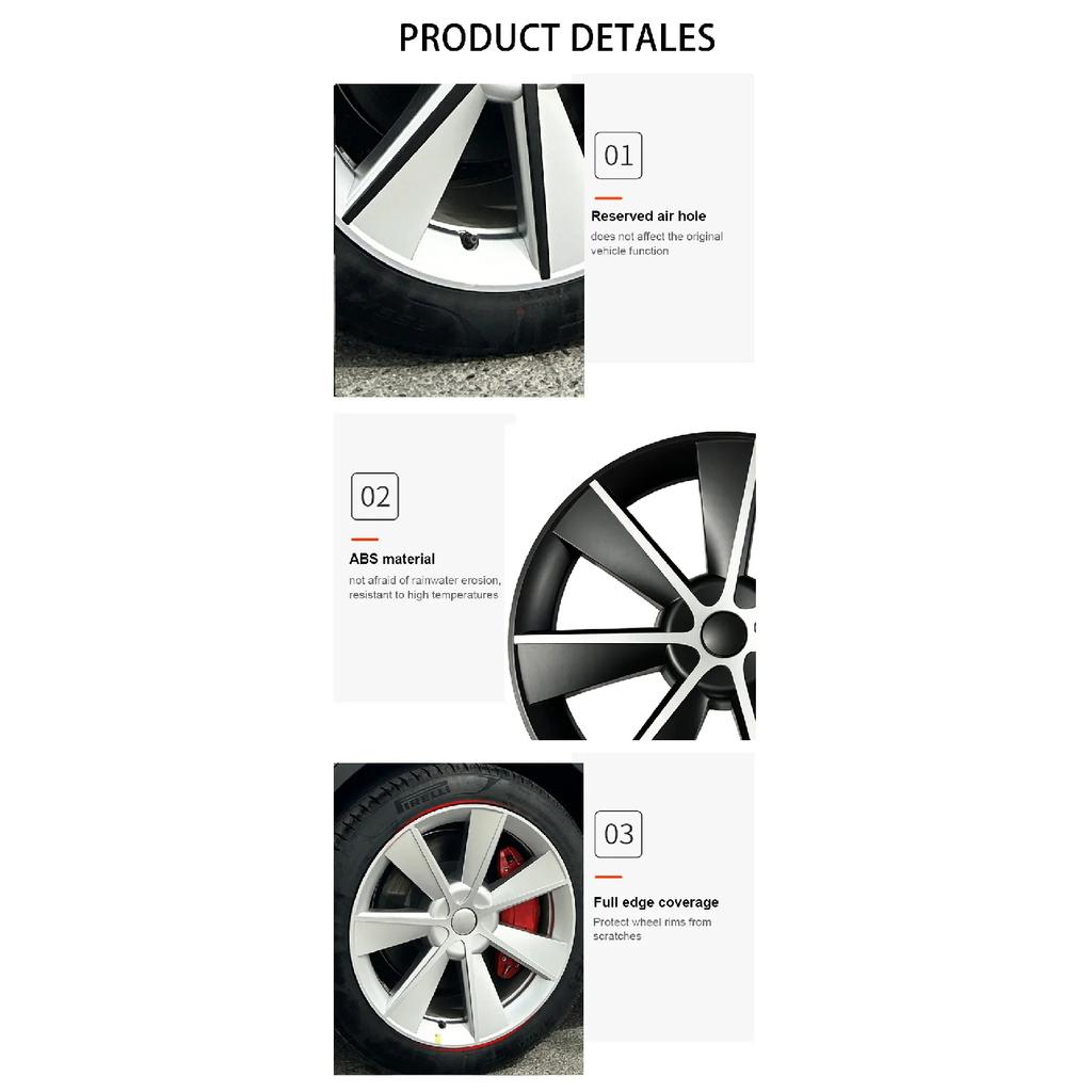 4PCS HubCap Performance Replacement Wheel Cap Automobile 19-Inch Hub cap Full Rim Cover Accessories for Tesla Model Y 2018-2023