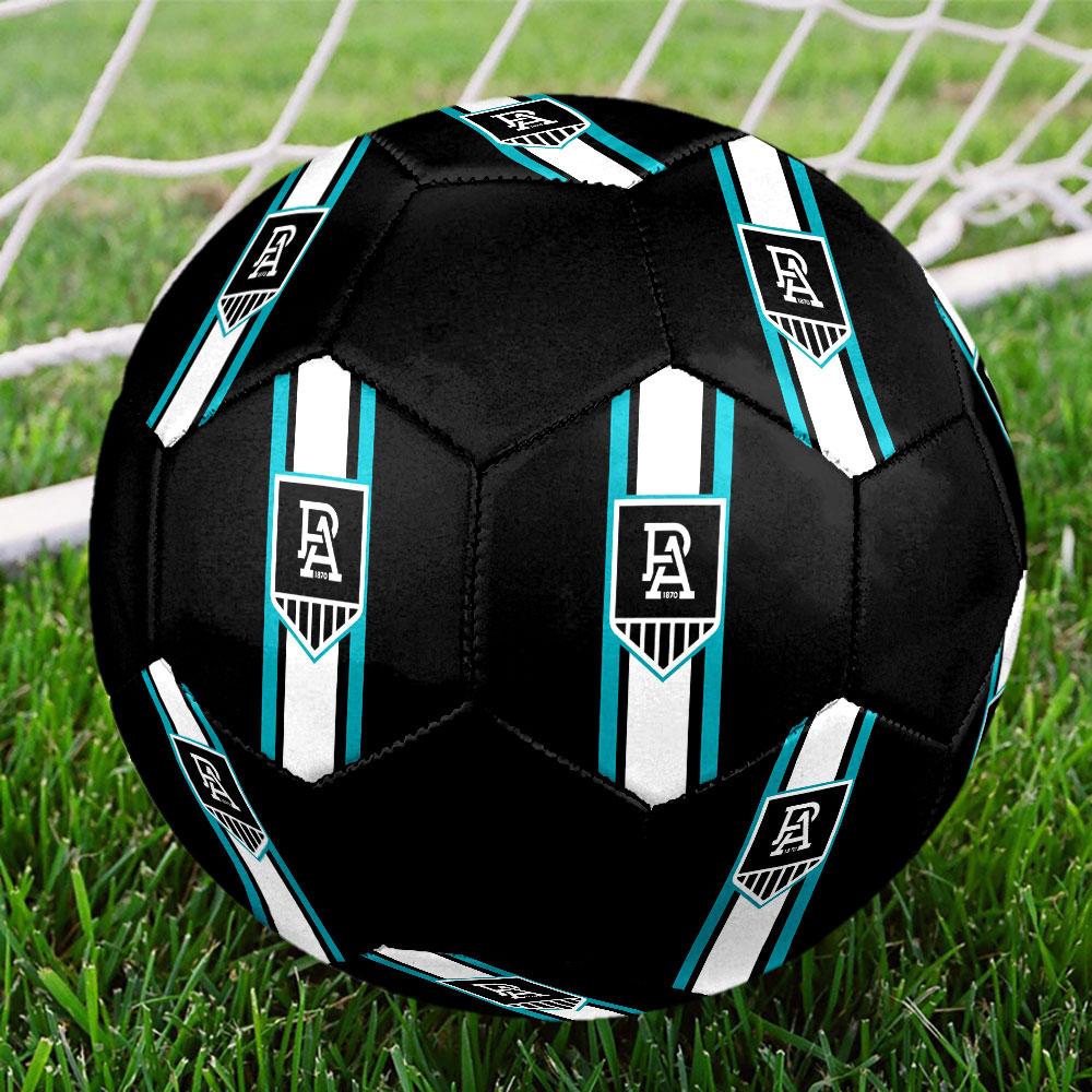 Port Adelaide Soccer Ball Size 5 Colorful Machine Stitched PVC Competition Ready Durable High-Bounce
