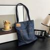 1pcs Retro Denim Shoulder Bag Large Capacity Shopping Tote Lightweight Outdoor Travel Daily Commuter Handbag