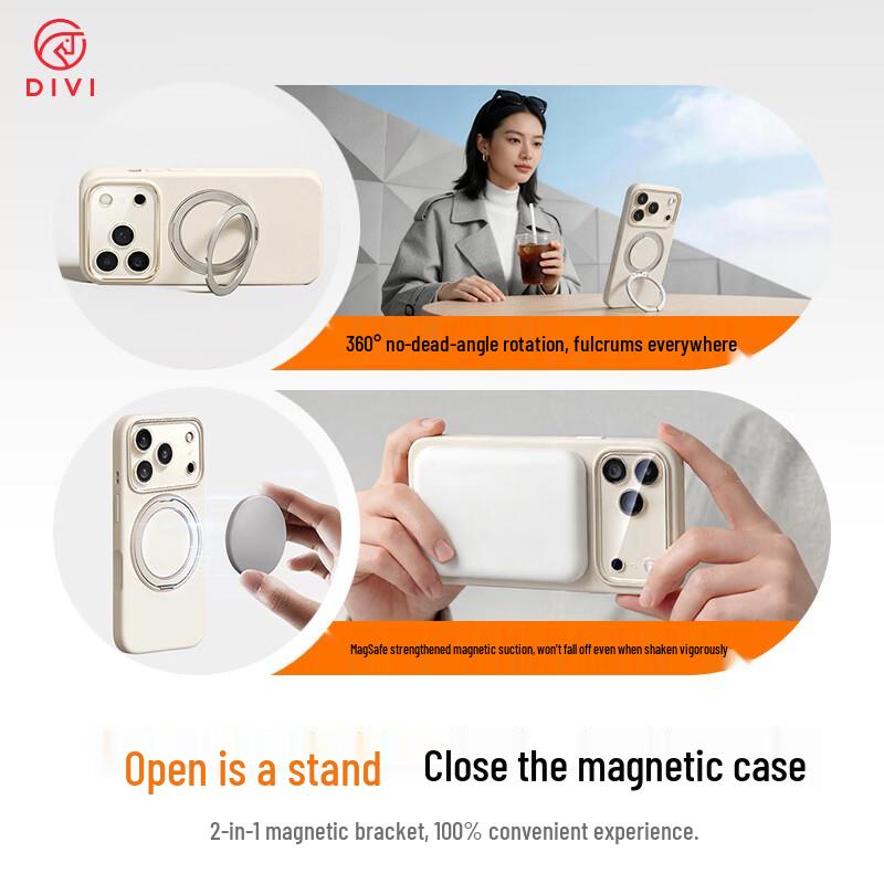 DIVI Liquid Silicone Case for iPhone 17 Pro Max with 360° Rotating Stand