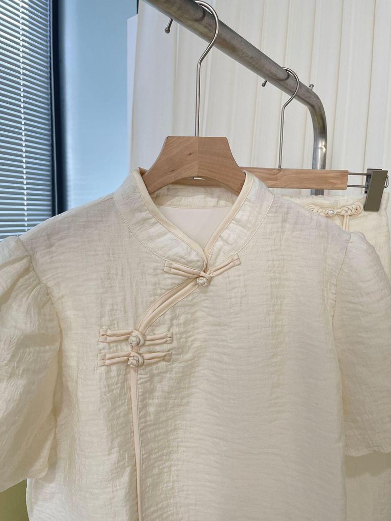 2023 Sommer Damen Modernes Chinesisches Cheongsam-Anzug in Weiß