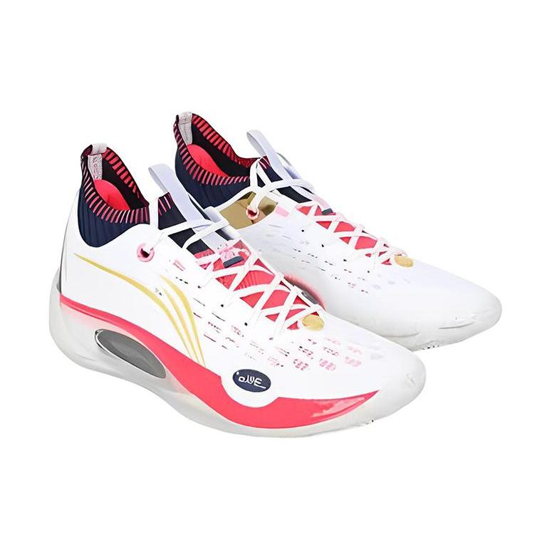 Li Ning Wade 808 Ultra Fabric Cushioning Slip Resistant Abrasion Resistant Low Top Basketball Shoes Men's White Red ABAS113-6