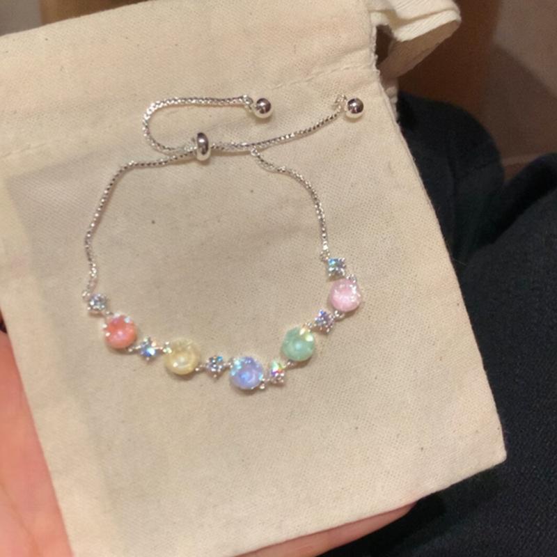Adjustable Shiny Star Bracelet Colorful Zircon Crystal Wrist Jewelry for Women Graduation Gift