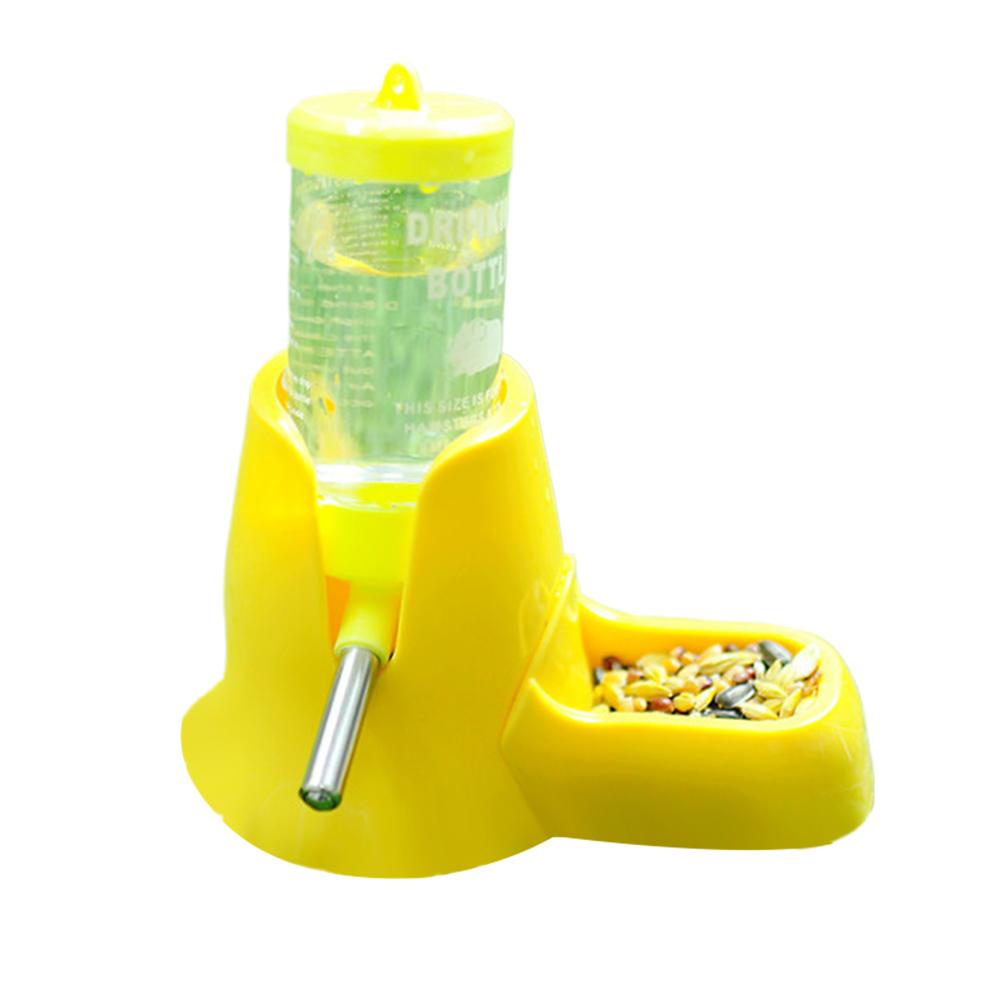 

Hamster Water Feeder Small Animal Automatic Dispenser Drinking Water Bottle Bowls Dish with Food Container for Guinea Pig Rat жёлтый