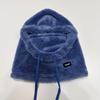 1PC women's winter plush mask cap - elastic drawstring closure, light and warm, solid color soft polyester fiber material, hand washable