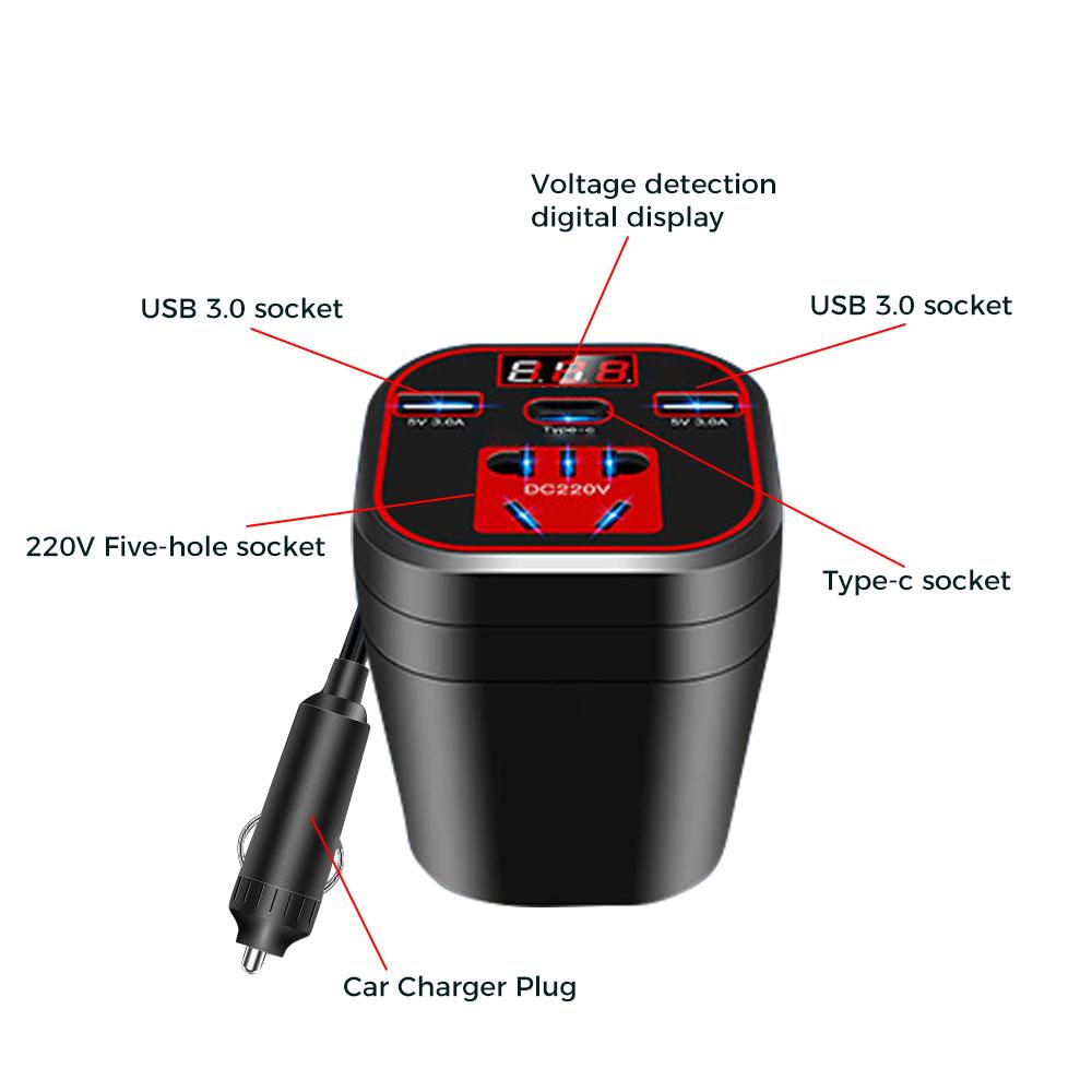 12v 24v To 220v Car Power Inverter 150w Led Display 3 Usb Ports Charger Socket 3.1a Fast Charger Car Power Converter