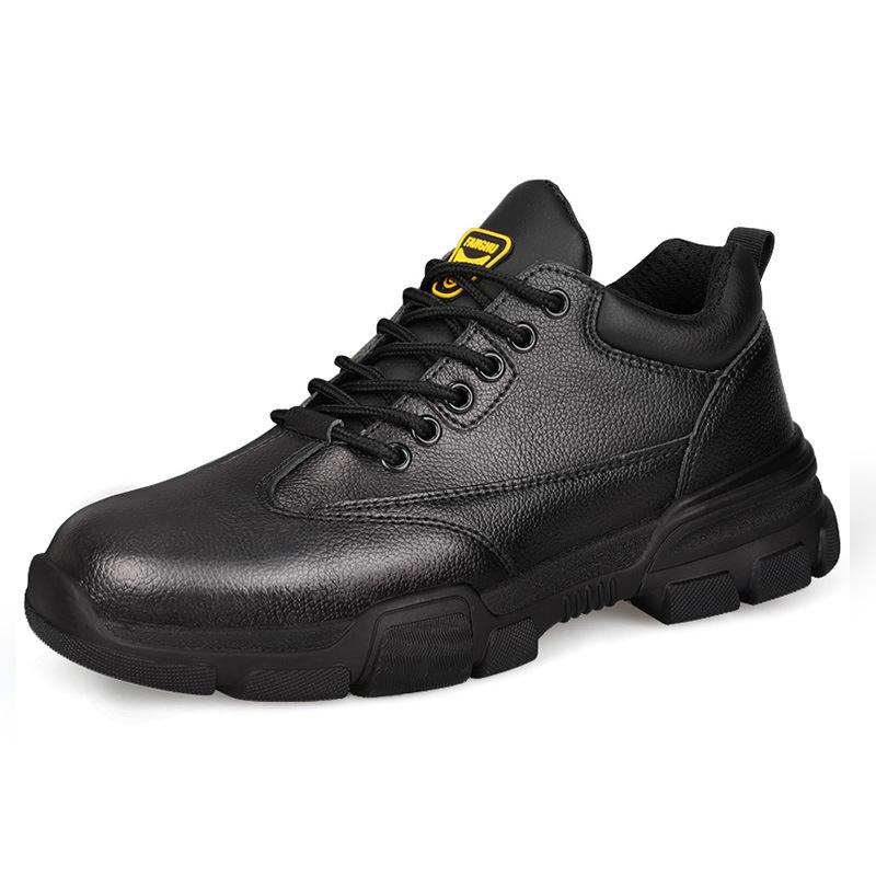 Gu Yisa Men s Safety Shoes: Anti-smash, Anti-puncture, Wear-resistant, Cowhide, Velvet-lined, Low-top Work Shoes.