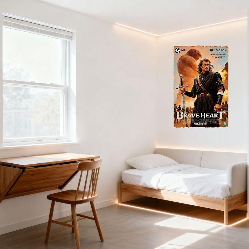 Braveheart Mel Gibson Film Metallplåtskylt Vintage Episkt Slagsposter Väggkonst för Hem Bar Man Cave Dekoration