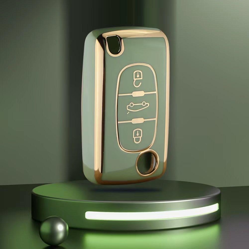 TPU Car Flip Key Case for Peugeot 3008 5008 107 207 307 308 407 607 for Citroen Xsara Picasso C5 C6 C8 Cover Fob Accessories
