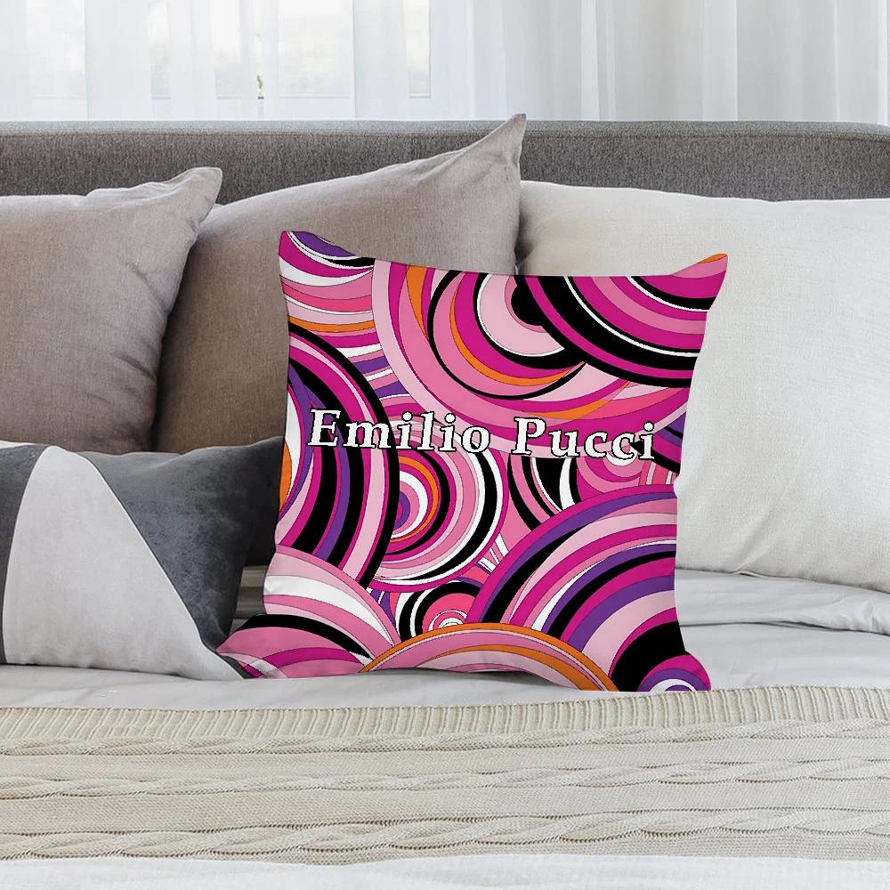 Fashion E-EE-Emilio logo P-Pucci Pillow Case Plush Fabric Soft Double Sided Print Sofa Cushion Cover Throw Pillow Covers