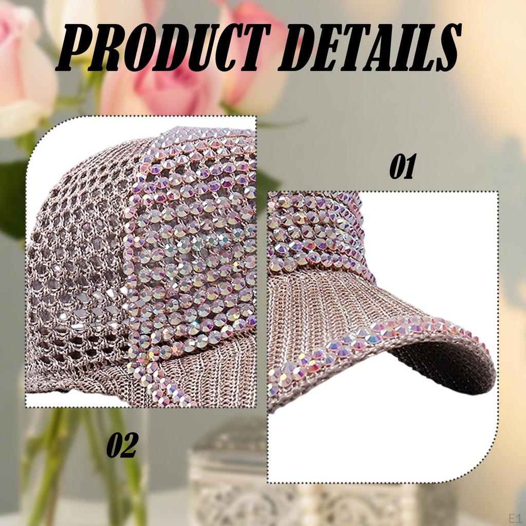 Mesh Rhinestone Baseball Cap Breathable Duckbill Adjustable Summer Beach Sun Hat Protection